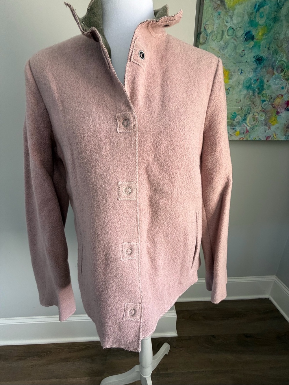 Sigrid Olsen Blush Pink Wool-Blend Pea Coat